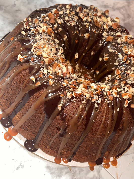 Chocolate Chocolate Turtle Pound Cake